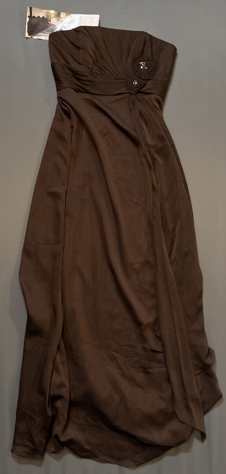 Belsoie Strapless Dress Formal Evening Gown Nwt Size 10 Espresso Brown L3073