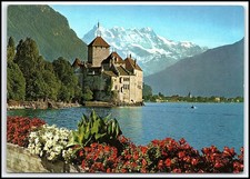 Chillon Castle Montreux Lake Geneva Dents-du-Midi 1975 Swiss Postcard K037