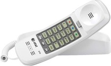 AT T 210 Basic Trimline Corded Phone, No AC Power Required, Wall-Mountable,White