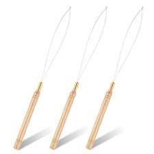 3 Pcs Hair Extension Tools, Hair Beader Tool, Threader Pulling Hook Tool, Wooden