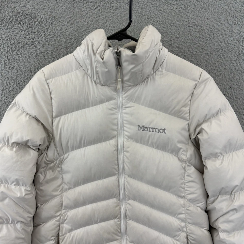 Chaqueta Marmot Mujer Pequeña Gris 700 Relleno Parka Abrigo Puffer Varma Exterior Foto 3 de 4