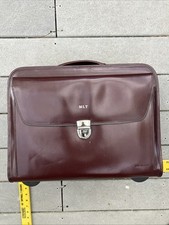 Jack Georges Large leather Gusset rolling Travel Briefcase suitcase