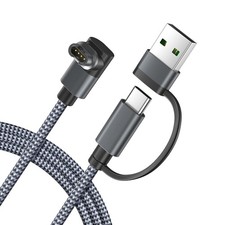 Garmin Watch USB C Charger Cable 2in1 Braided 4FT 1Pack Right Angle