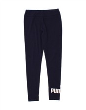 PUMA Womens Graphic Leggings UK 14 Medium Navy Blue CL38