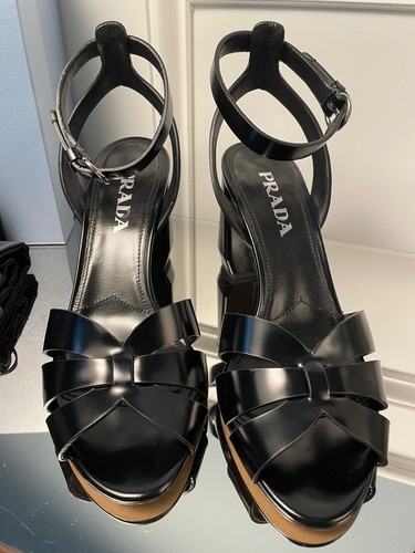 Prada Milano 1X405L Black Leather Women's High Heel pumps shoes | eBay