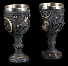 Mały zestaw 2 kielichów - steampunkowy smok - fantasy gotycka dekoracja