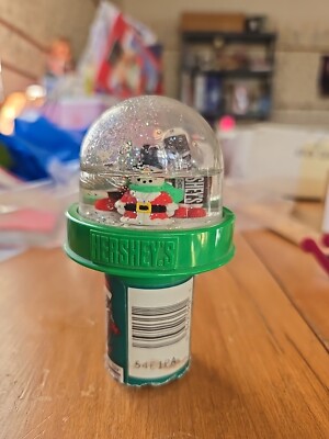 Hershey Kisses Snow Globe Vintage Partially Filled Green Plastic With Candy