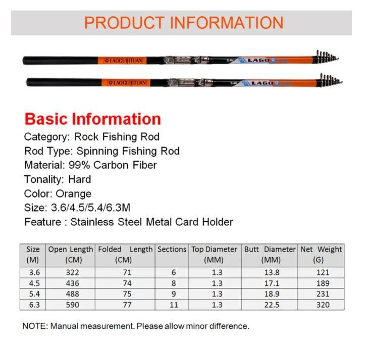 Varas de pesca telescópicas portáteis de fibra de carbono para viagem vara de pesca giratória rocha  - Imagem 4 de 4