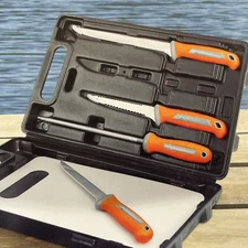Ozark Trail 6-Piece Fillet Kit - Stainless Steel Blades Honing Rod Cutting Board