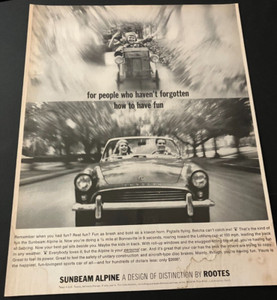 1963 Sunbeam Alpine - Vintage Original Black & White Print Ad / Wall Art