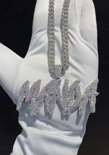 3.4ct Passing Tester Moissanite Mens Custom Double Name Pendant Silver Gift