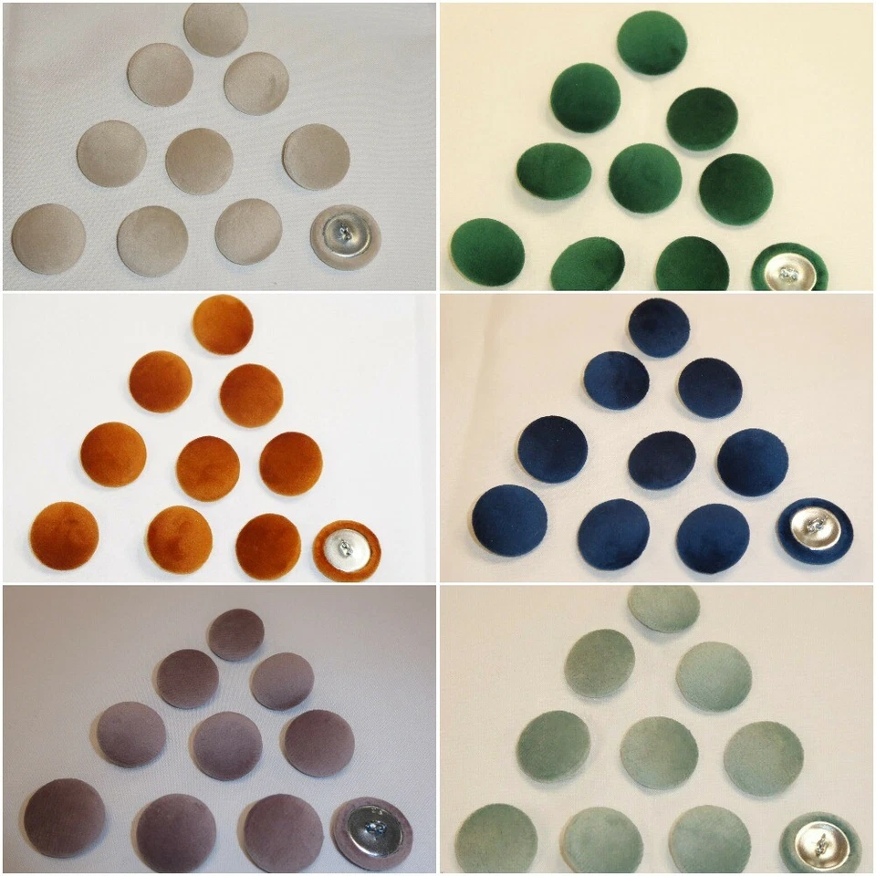 PLUSH VELVET COVERED UPHOLSTERY FURNISHING BUTTONS  in 26 COLOURS - Size: 25mm - Image 4 of 4