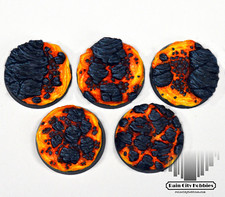 25mm Lava Scenic Base Toppers x5 - Resin - Warhammer 40k - Infinity