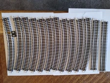 HO SCALE 14 PIECE TRAIN TRACK 12 CURVED 2 STRAIGHT 9" SILVER MADE IN ITAY NEW