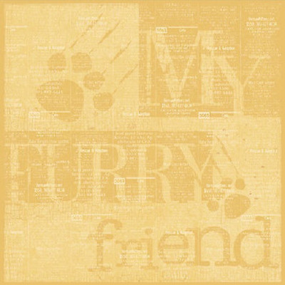 12'' Scrapbook Paper 5p  Furry Friends Newsprint Cat Kitten Vet Rescue Shelter 