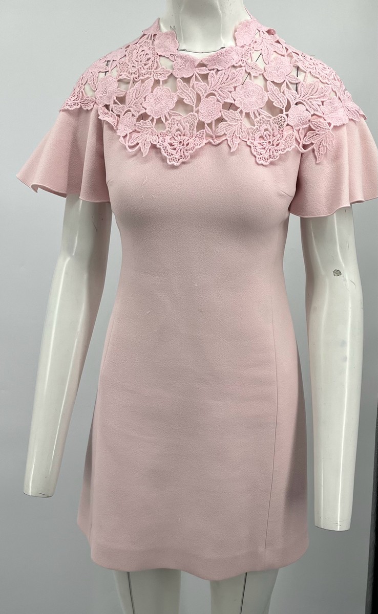 Giambattista Valli STAINED Pink Floral-Embroidered Overlay A-Line Dress sz  40 | eBay