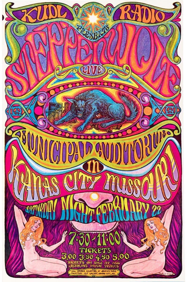 1969 STEPPENWOLF CONCERT POSTER WALL ART PRINT KANSAS CITY