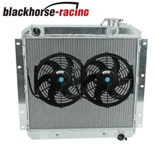 For 1958-1984 Toyota Land Cruiser FJ40 FJ45 3 Row Radiator+ 2X 10" Slim Push Fan