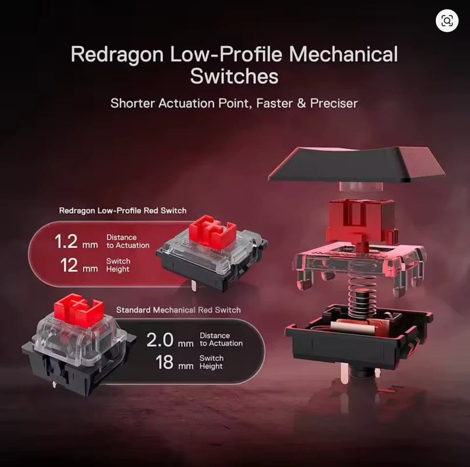 Redragon K618 Horus Wireless Mechanical Gaming Keyboard | RGB, Bluetooth & Wired - Image 3 of 4