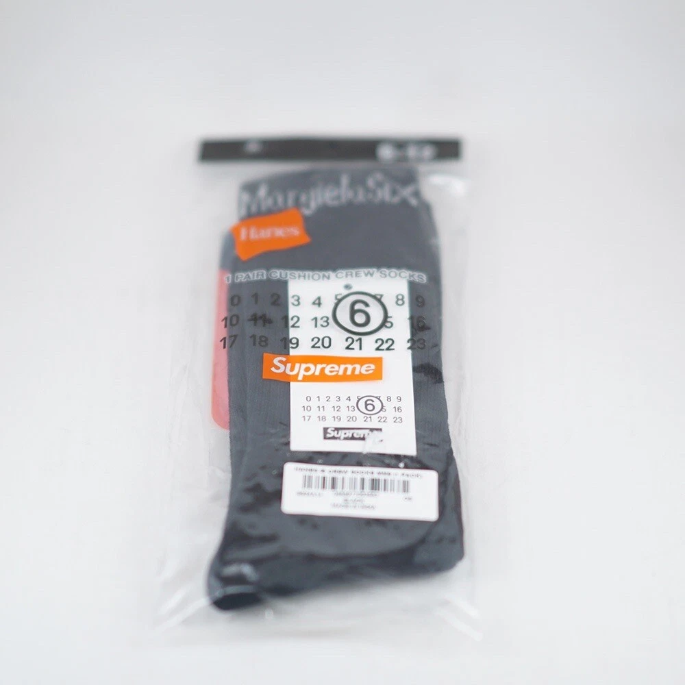Chaussettes d'équipage Supreme MM6 Maison Margiela Hanes (1 pack) noires SS24 FLAMBANT NEUVES