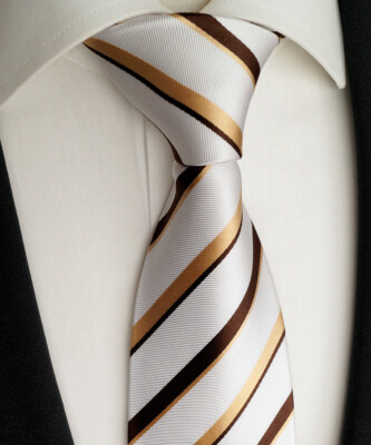 mens silk tie brown/gold/white model no k 18.5