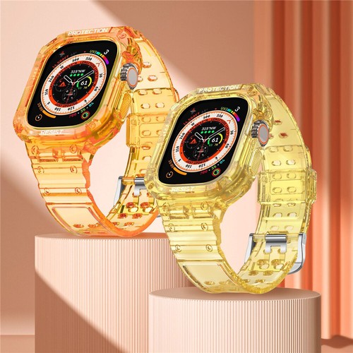 Per Apple Watch Ultra 2 49 mm cinturino sportivo TPU trasparente iWatch + custodia robusta - Foto 3 di 25