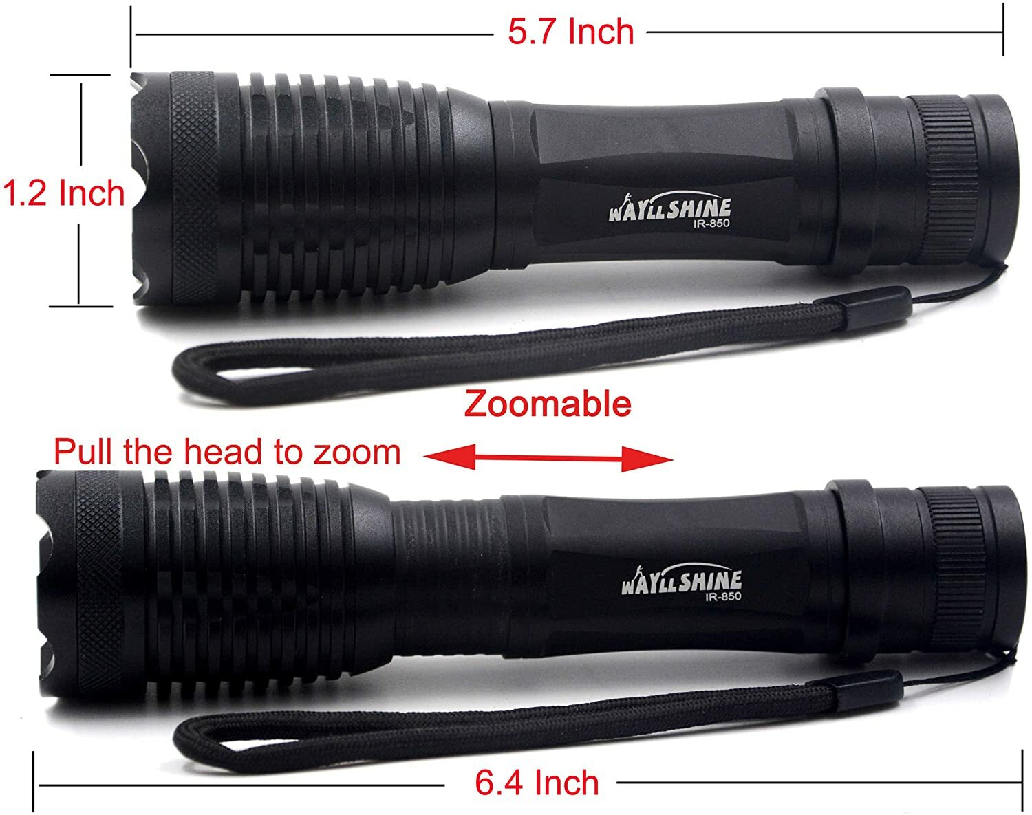 IR LED Illuminator Flashlight Zoomable 850nm Infrared Night Vision