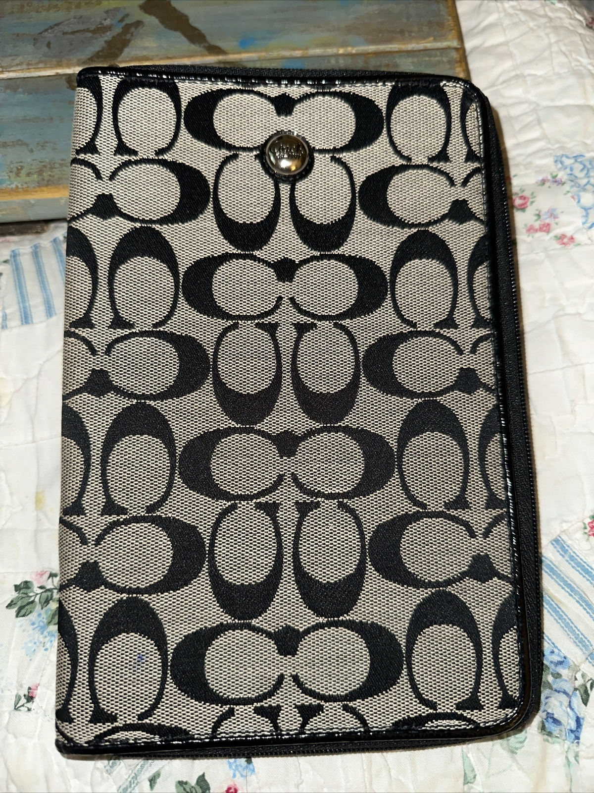 Coach Signature Canvas Tablet Case in Black & Gray for E-Readers & Books-image