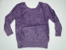 NWT WET SEAL SZ XL PURPLE FUZZY 3/4 SLEEVE SWEATER  GOTHIC,PUNK,EMO,Y2K,RUDEGIRL
