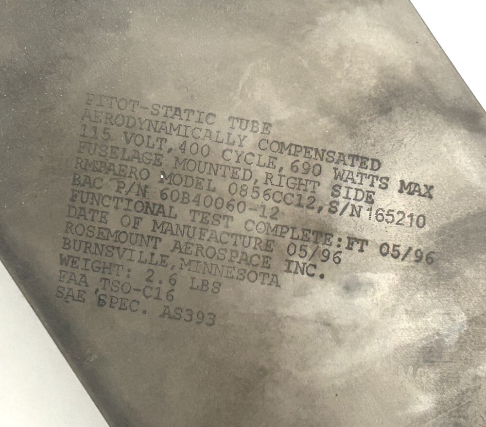 本物 Boeing ボーイング 747 ピトー管 Boeing 747 Aircraft Pitot Static Tube P/N 0856CC12 | eBay