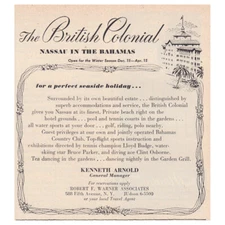 1950 British Colonial Hotel: Nassau Bahamas Vintage Print Ad