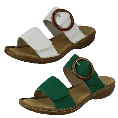 Ladies Rieker Slip On Adjustable Strap Summer Mules '60894'