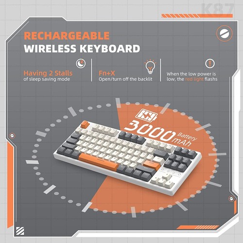 75% Mechanische Gaming-Tastatur TKL Triple Mode 2.4GHz/BT 5.0/Type-C RGB Backlit - Bild 6 von 14