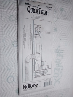 VacPan NuTone CI-366W White Front entry Access Plate Quick Trim Central Vacuum
