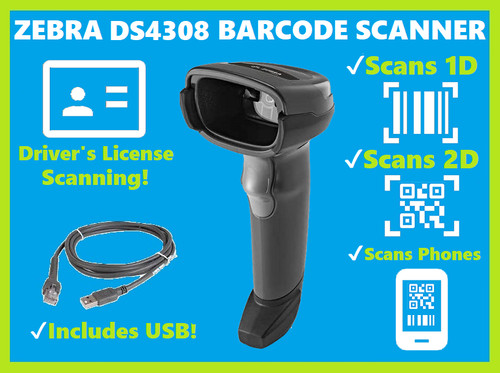 Zebra DS4308 High Performance 2D/1D/QR Code Barcode Scanner w/ USB Cable! ⭐🔥