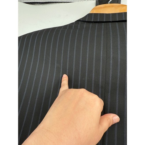 Corneliani Double Breasted Wool Sports Coat Italy Black Blue Stripes Mens 56L - Imagen 12 de 12