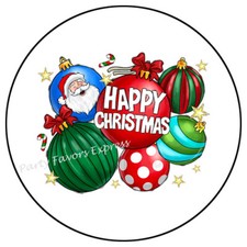 HAPPY CHRISTMAS ORNAMENTS SANTA ENVELOPE SEALS LABELS STICKERS PARTY FAVORS