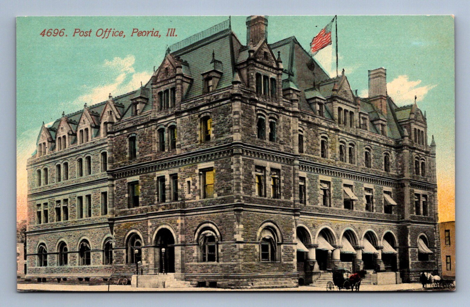 Postcard Vtg Illinois United States Post Office Peoria Government