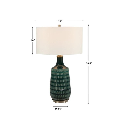 Uttermost Scouts Transitional Ceramic Metal and Fabric Table Lamp in Blue/Green - Picture 8 of 8