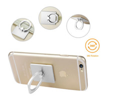 Silver 360 Finger Grip Metal Ring Stand For All Mobile Phones 5 pack 