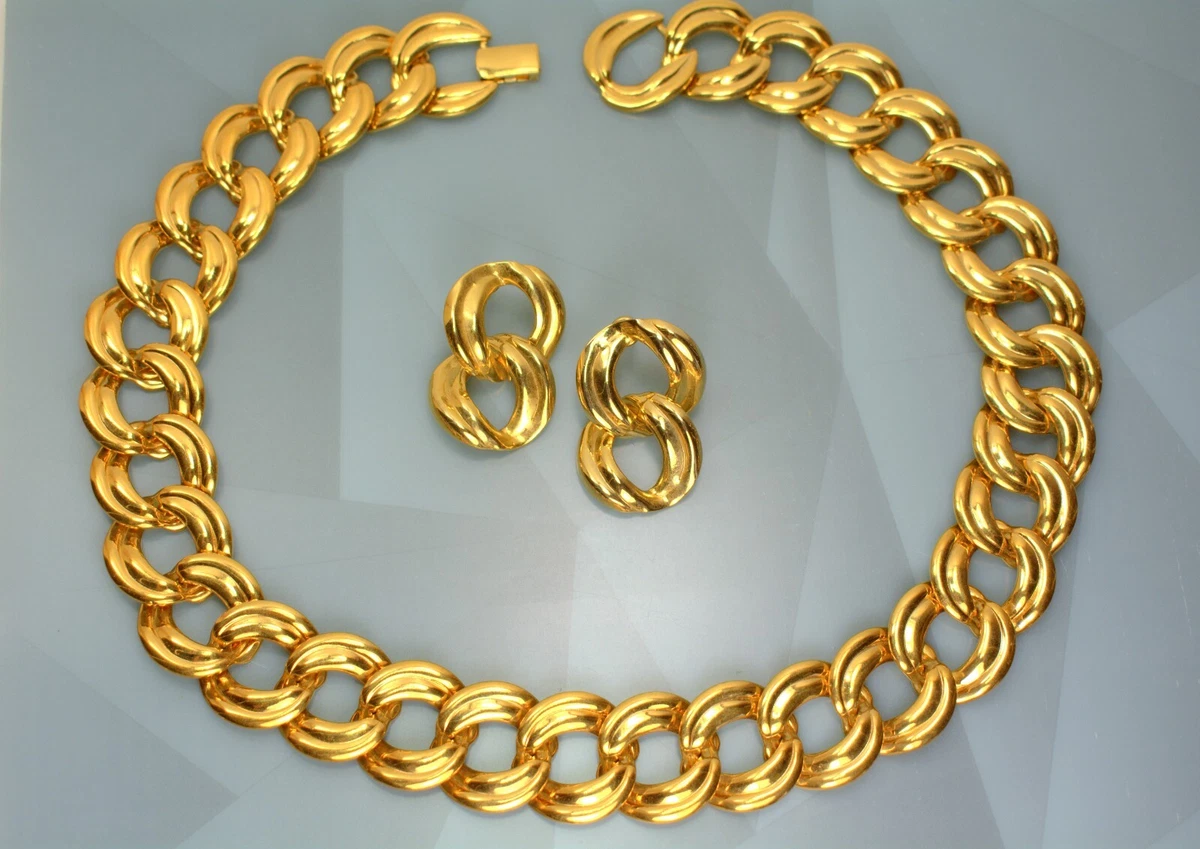 Napier Pat Pend Jewelry Set Chunky Chain Runway Necklace Pierced Earrings
