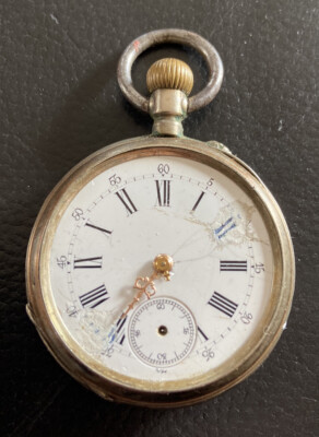 Montre Gousset Antique En Argent 800 - Mécanique Manuelle, Pour Homme, Occasion Vintage
