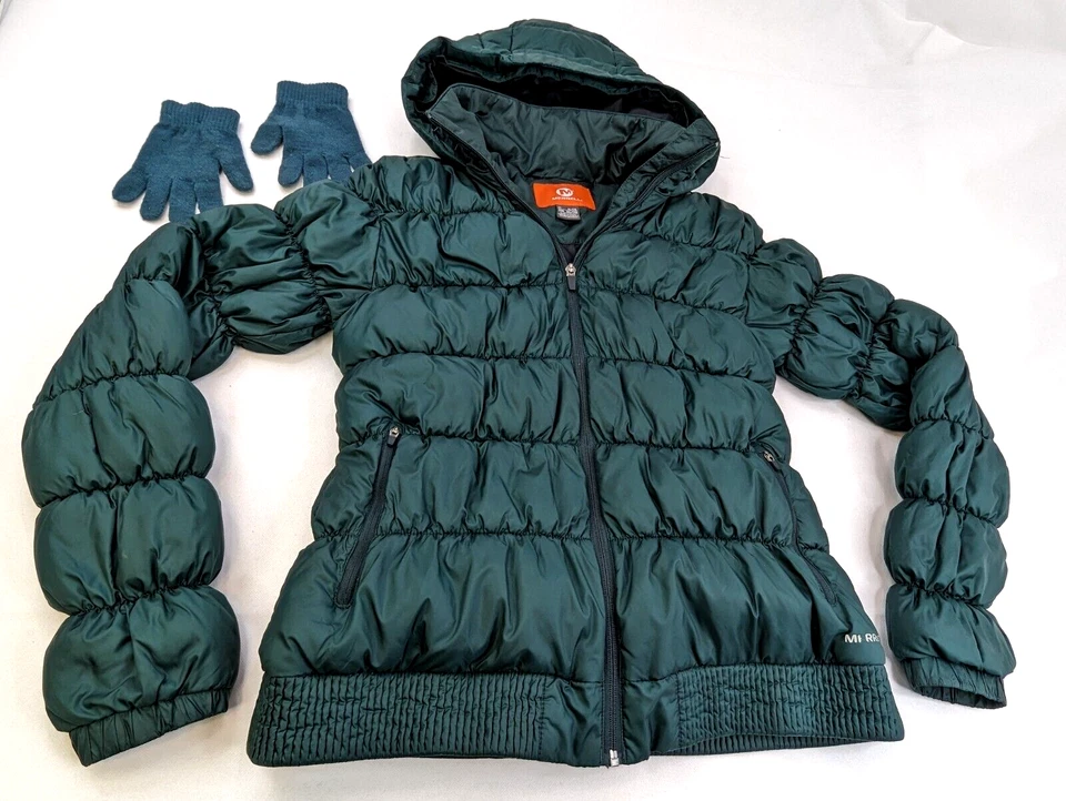 Merrell Thinsulate Insulated Featherless Hood Puffer Jacket, Women XL, Green 700 - Image 2 of 4