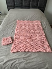 Handmade baby knitted blanket and baby hat