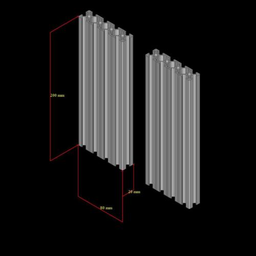 Aluminum T-slot 2080 extruded profile 20x80-6 Length 200mm ( 8"), 2 pieces set - Picture 3 of 6