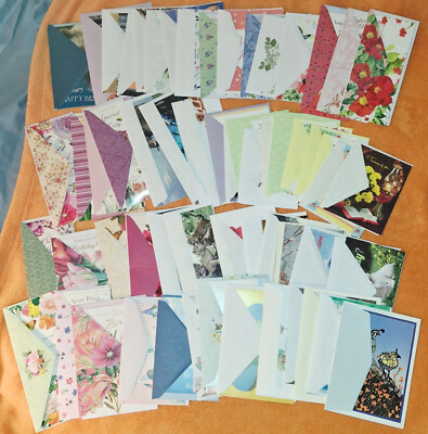 Lot of 58 UNUSED Assorted Greeting Cards w/ Envelopes Stationery LOOK Free ship