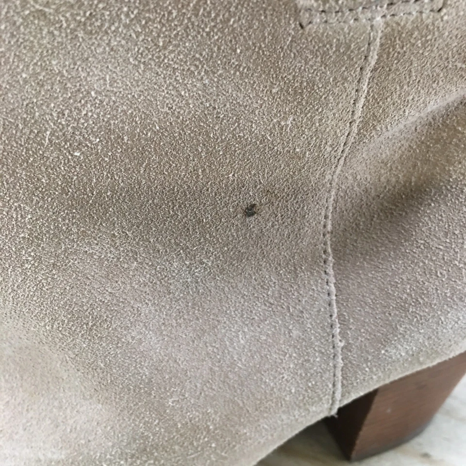 J.Crew Botas Mujer 9 Botines Beige Gamuza Puntera Almendra Cono Tacones Pull On Foto 3 de 4