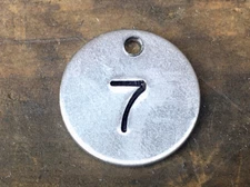 Number 7 Tag Aluminum Metal Tag Numbered Keychain Stamped Token Tag Check