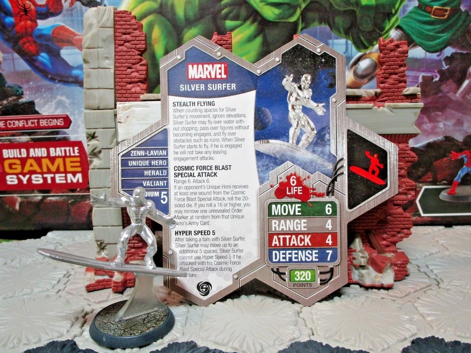 Figura y tarjeta Silver Surfer Heroscape Marvel - The Conflict Begins Foto 2 de 3