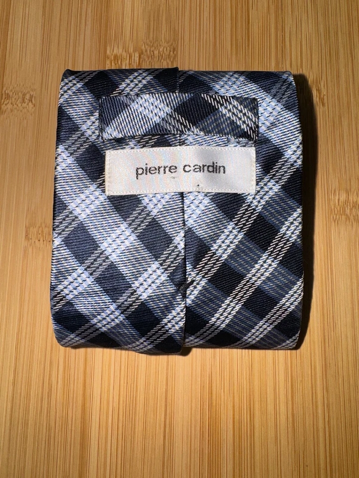 Corbata Pierre Cardin a Cuadros Azul Marino - 59L 4.0W Foto 2 de 2
